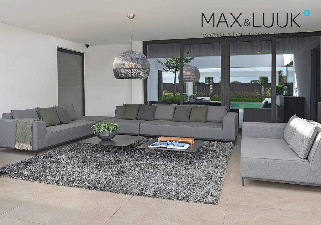  Robustes Loungemodul Mit Kissen - Grau & Schwarz - West Eckmodul