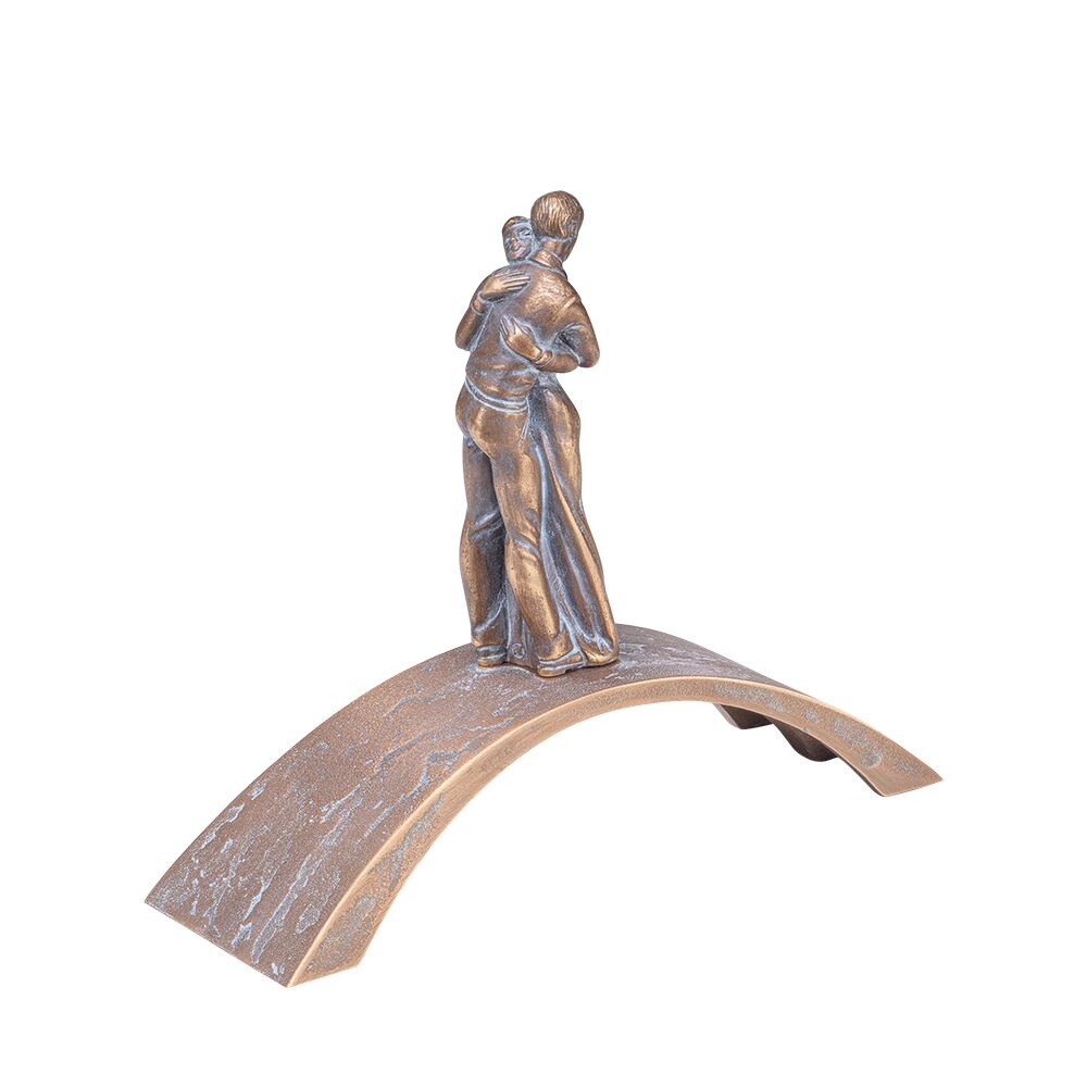  Romantische Bronze Paarfigur - Umarmung Auf Der Brücke - Vanjo Pontis