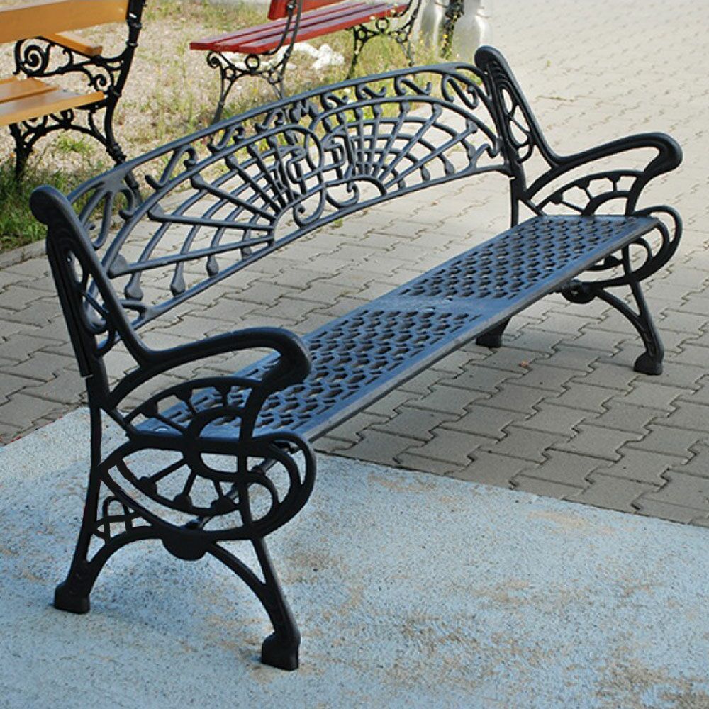  Romantische Gartenbank Mit Armlehnen Aus Gusseisen - Eivind
