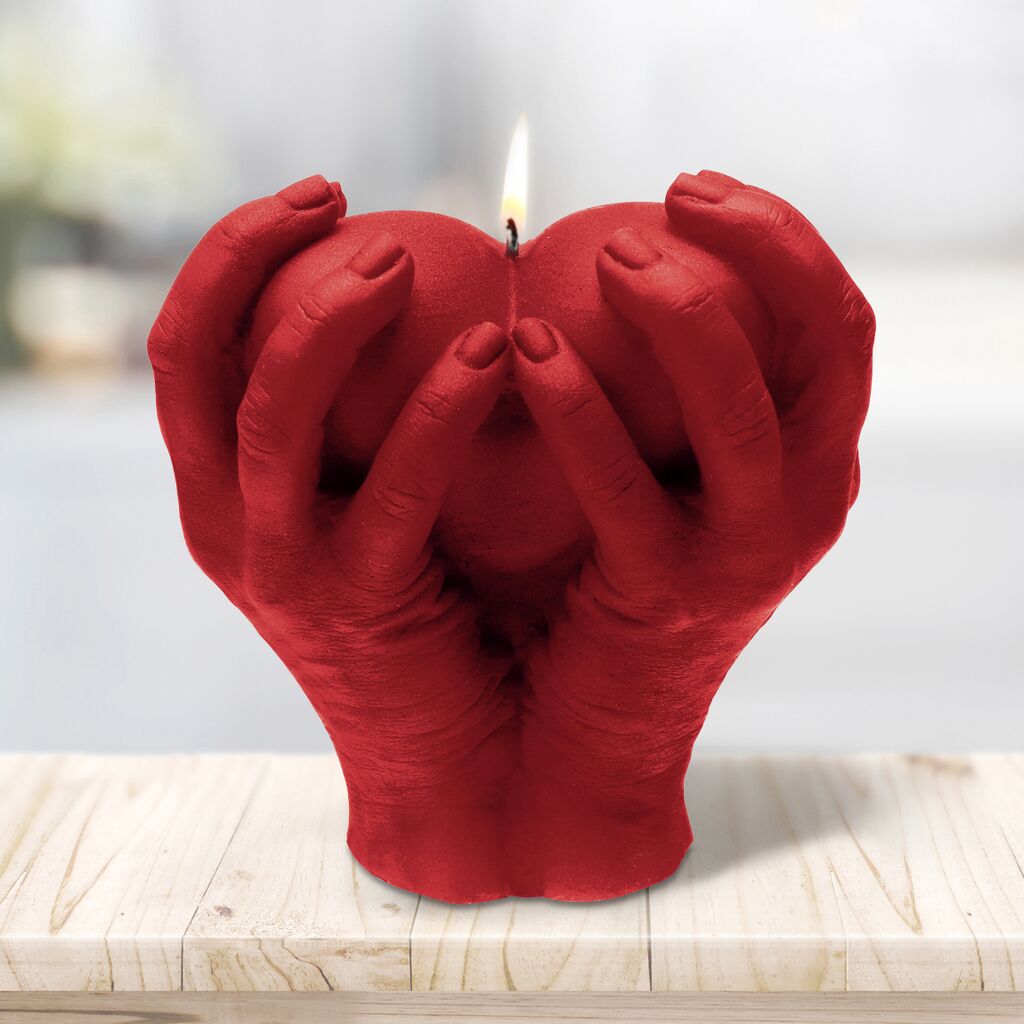  Romantische Kerze - Herz In Den Händen Haltend - Vegan - Hearth In Hands