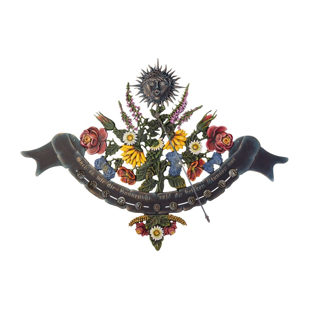  Romantische Metallguss Sonnenuhr Mit Blumenmotiv Zur Wandmontage - Blumenmeer