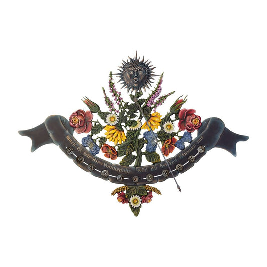  Romantische Metallguss Sonnenuhr Mit Blumenmotiv Zur Wandmontage - Blumenmeer