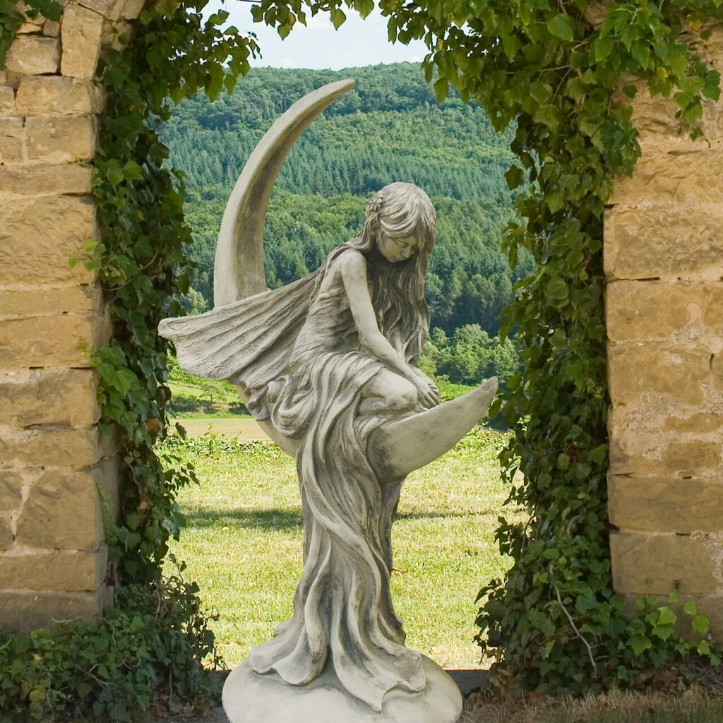  Romantischer Engel Aus Stein Mit Mondsichel - Marianne