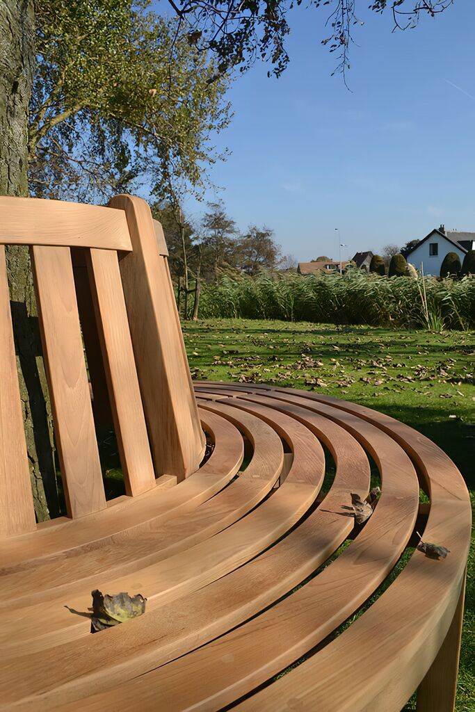  Runde Baum-Bank Aus Teakholz - Modern - Finley Gartenbank