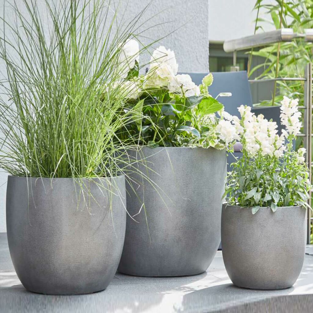  Runde Pflanzkübel Im 3er Set - Polystone Grau - Gradella