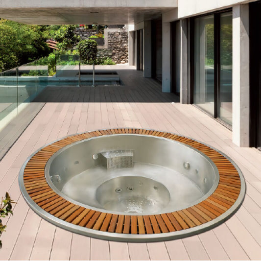  Runder 6-Sitzer Whirlpool - Verschiedene Massageoptionen Und Holzoptik Details - Salama
