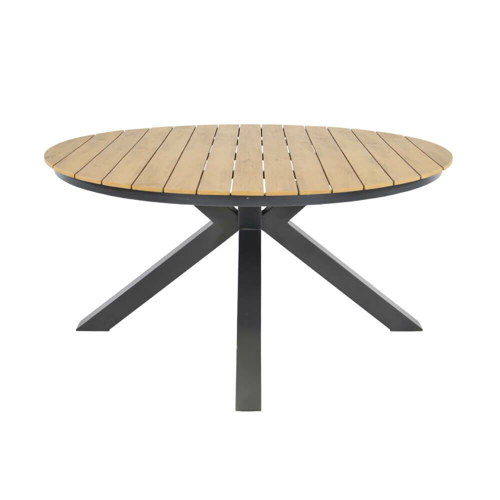 Runder Alu Garten Esstisch 150cm Im Teak-Look - Rundtisch Turin