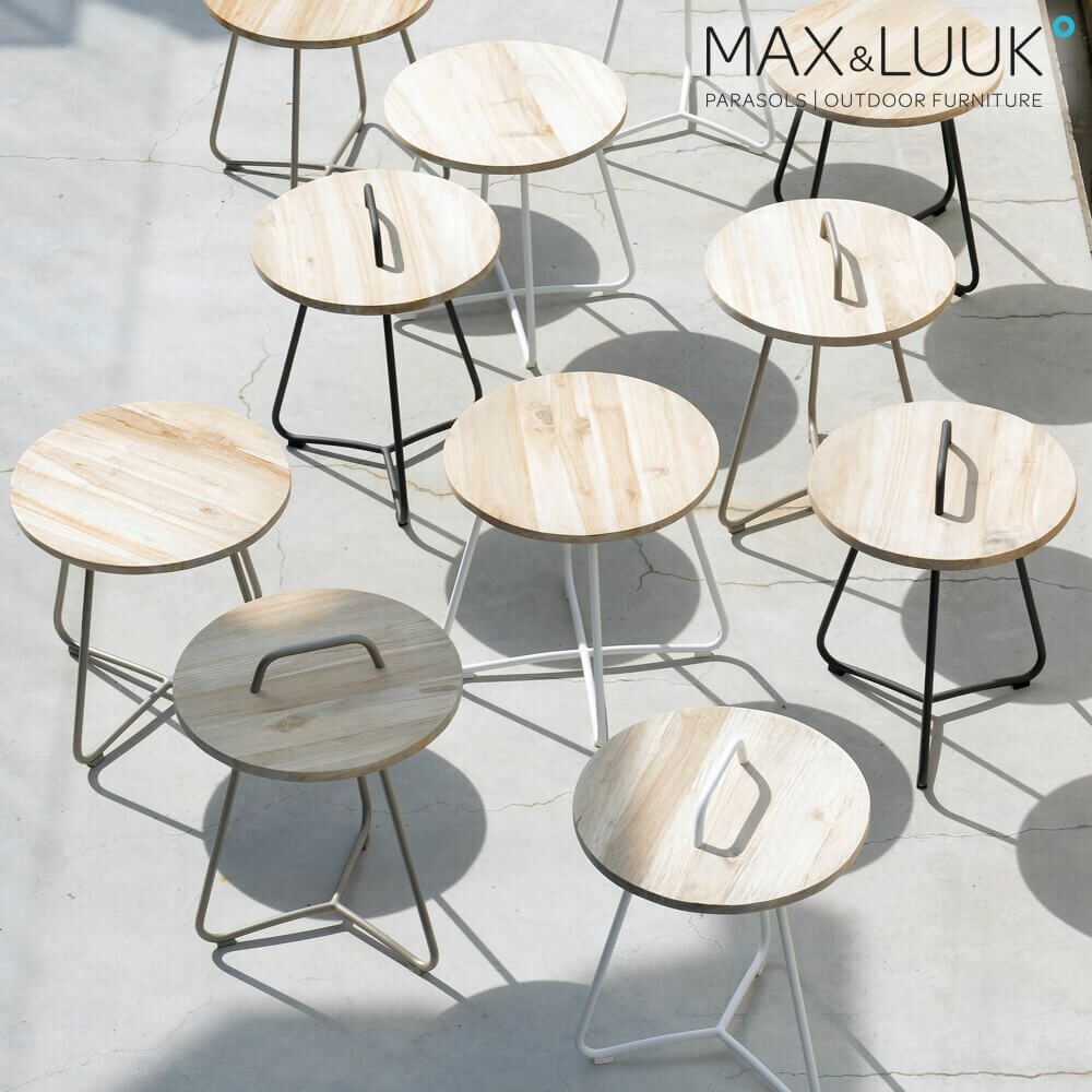  Runder Beistelltisch Für Den Garten - Aluminium & Teakholz - Max&Luuk - Ava Beistelltisch