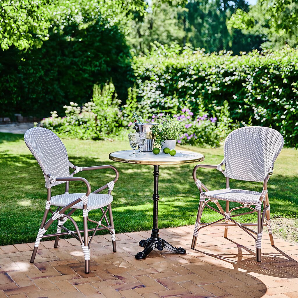  Runder Bistrotisch Aus Eisen Mit Marmoroptik - Bistrotisch Gyda
