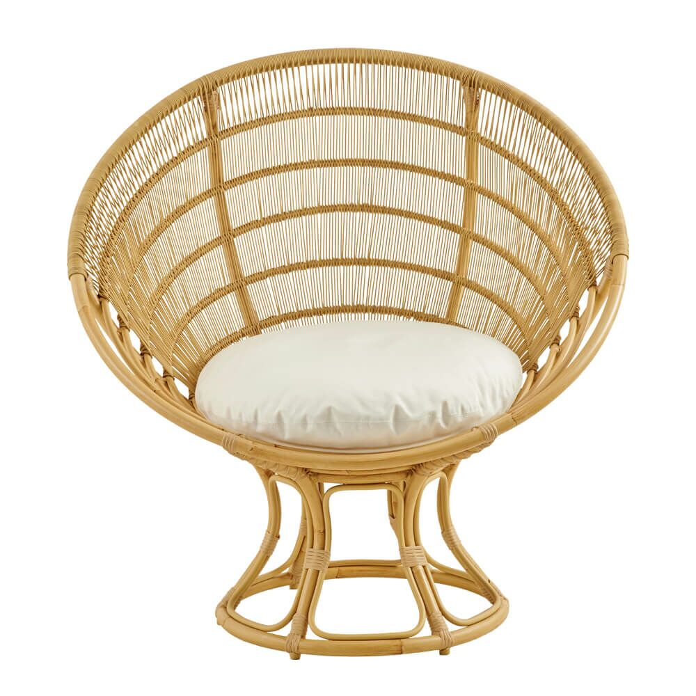  Runder Gartensessel Für Die Lounge In Natürlichem Rattan Look - Sessel Jarla