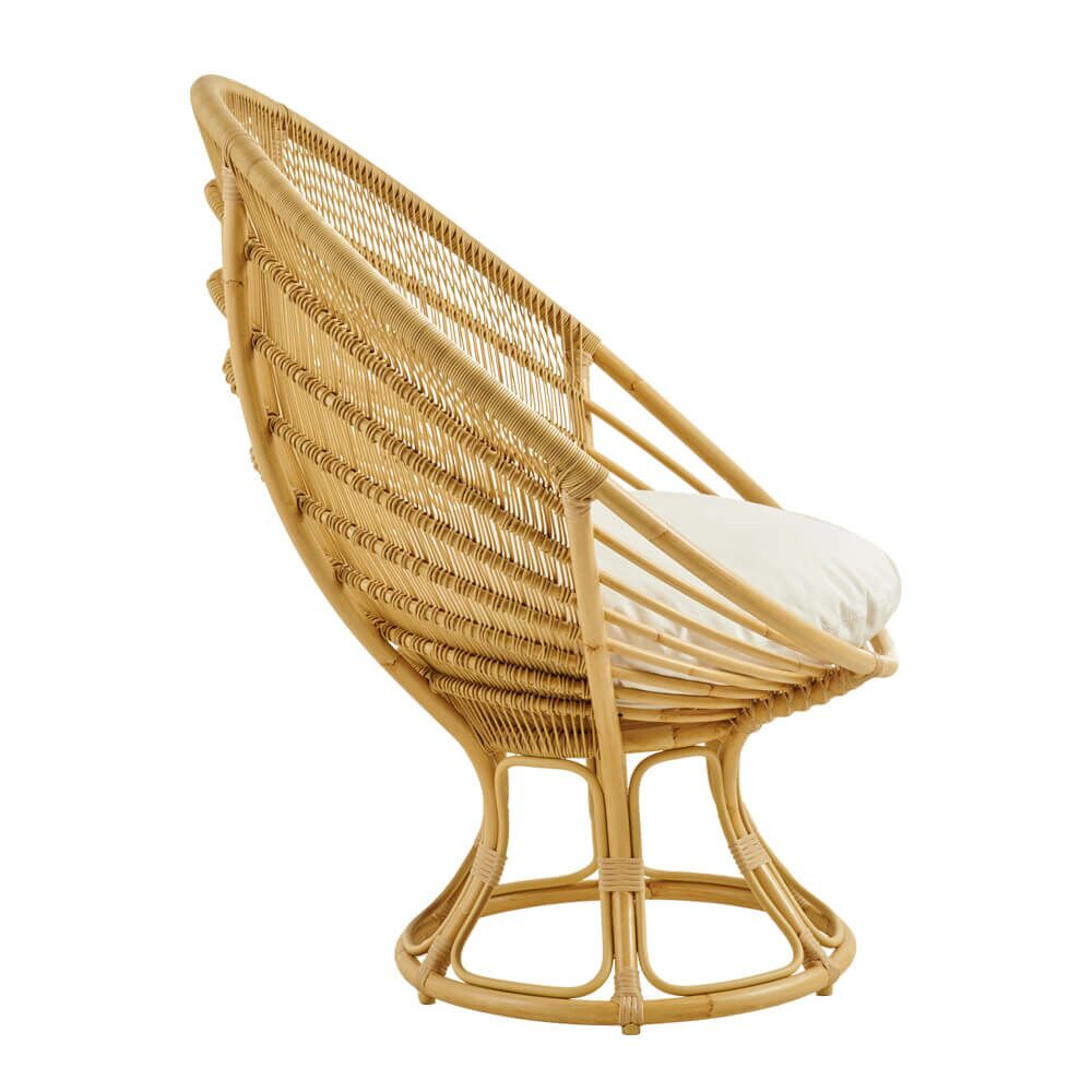  Runder Gartensessel Für Die Lounge In Natürlichem Rattan Look - Sessel Jarla