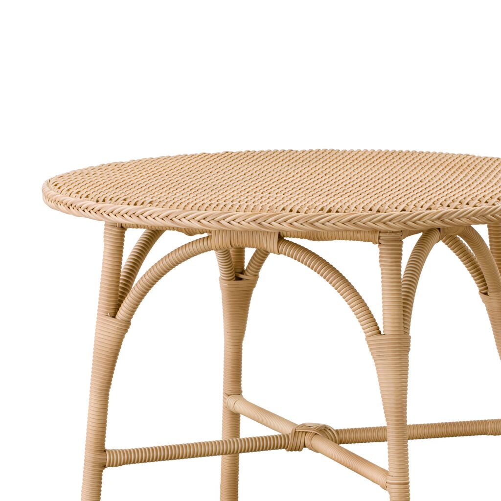  Runder Gartentisch Aus Aluminium Und Polyrattan In Hellbraun - Kaffeetisch Thala