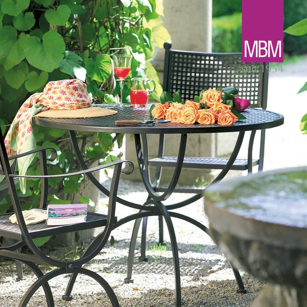  Runder Gartentisch - MBM - Metall/Eisen - Dunkel - 100cm - Tisch Romeo