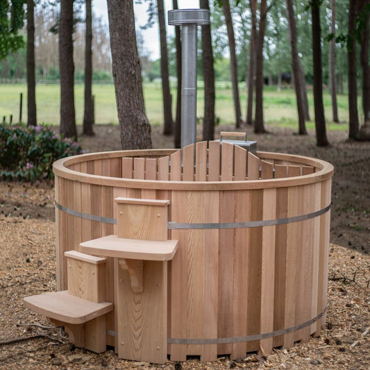  Runder Outdoor Saunabottich Aus Abachi Holz Inklusive Holzofen - Oseye
