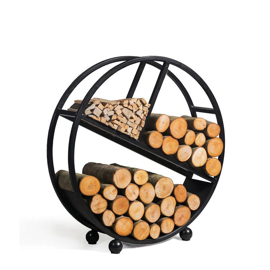  Rundes Holzregal Mit 3 Fächern - Stabiler Stand - Stahl - Sfaria Holzregal