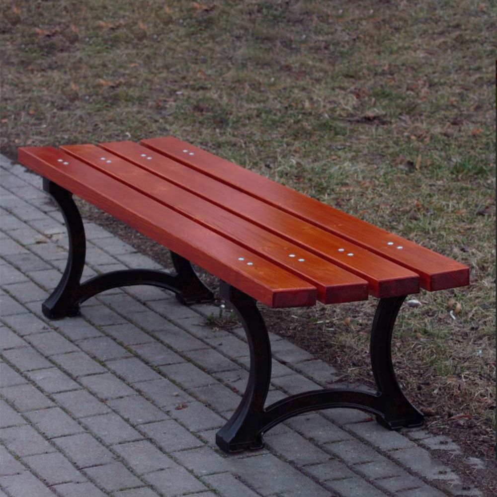  Schlichte Parkbank Ohne Lehne Aus Holz Und Gusseisen - Georg