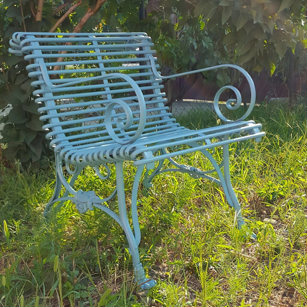  Schmiedeeisen Garten Stuhl Mit Armlehne Antik - Coralie