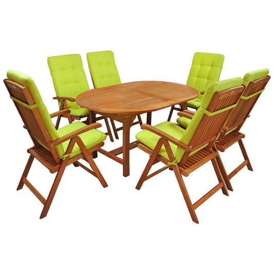 Schöne 6er Sitzgarnitur Aus Holz Mit Stuhlauflagen Und Ausziehtisch - Acerosae 6-Sitzer Auflagen