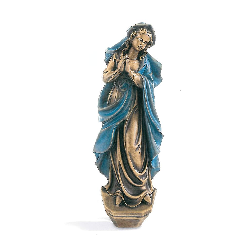  Schöne Bronze Für Den Garten - Betende Maria Mit Blauem Umhang - Parens Divus