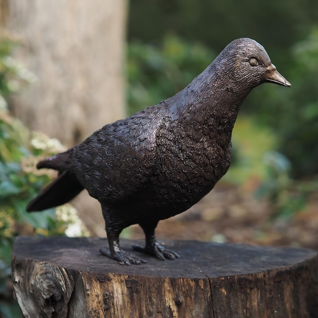  Schöne Bronze Vogelfigur - Stehende Taube - Taube Morat