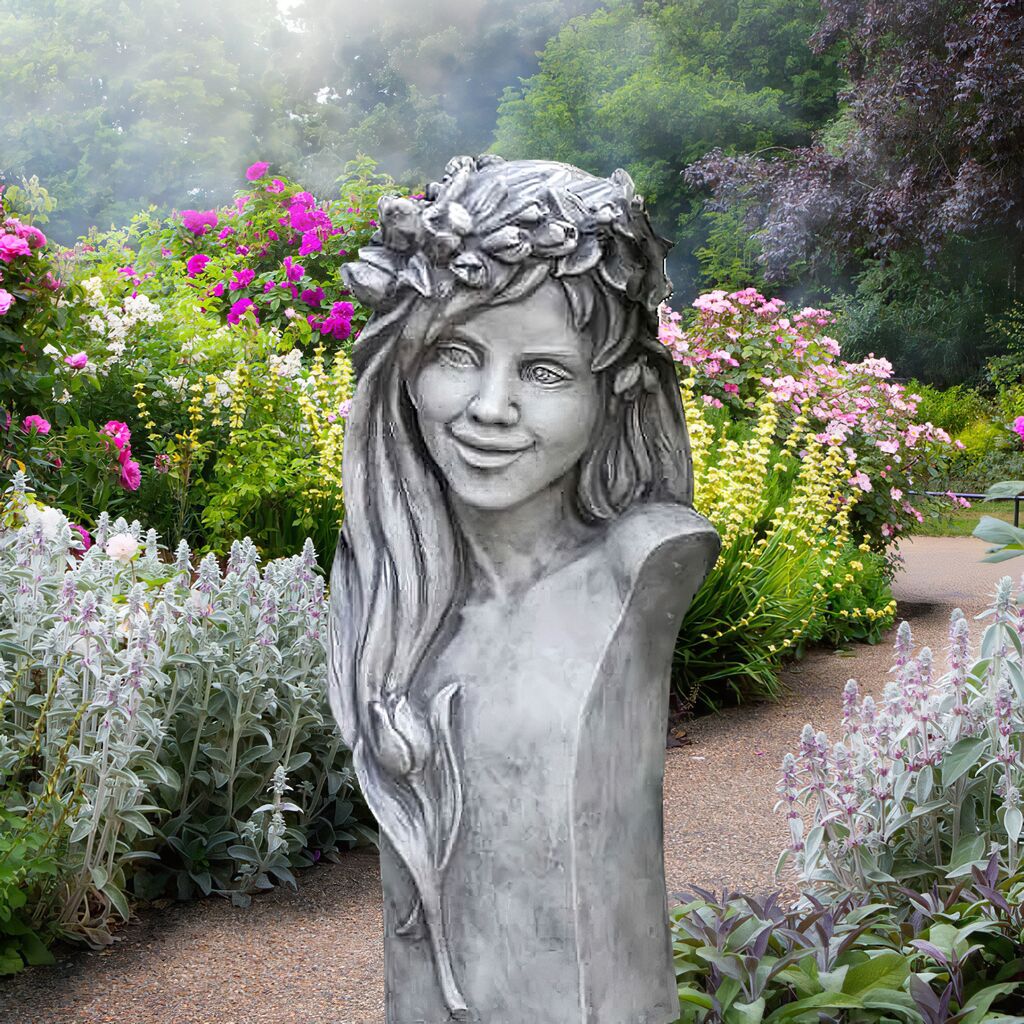  Schöne Frauenbüste Aus Stein - Florales Design - Merina