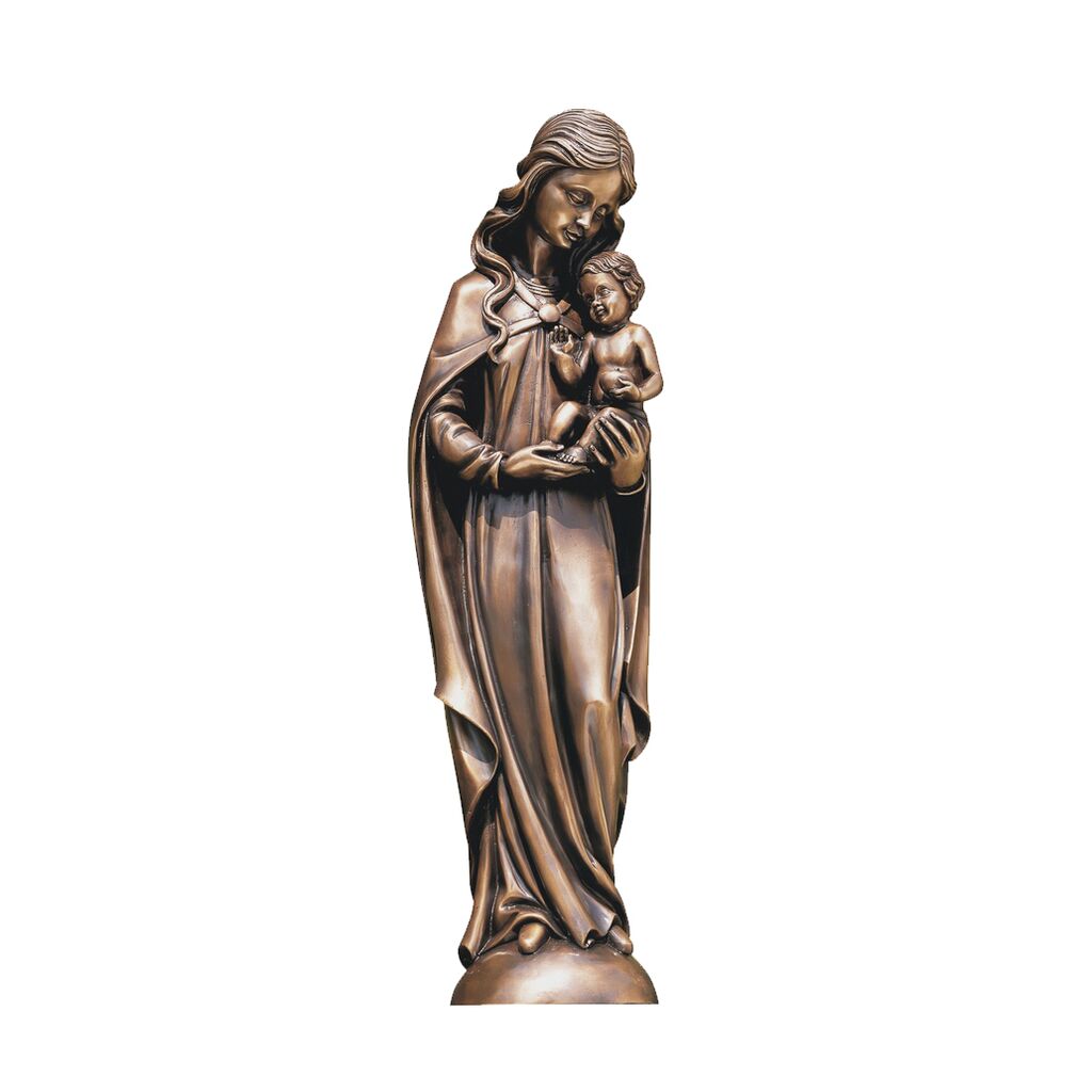  Schöne Frauenskulptur Mit Kind Auf Dem Arm Aus Bronze - Madonna Neve