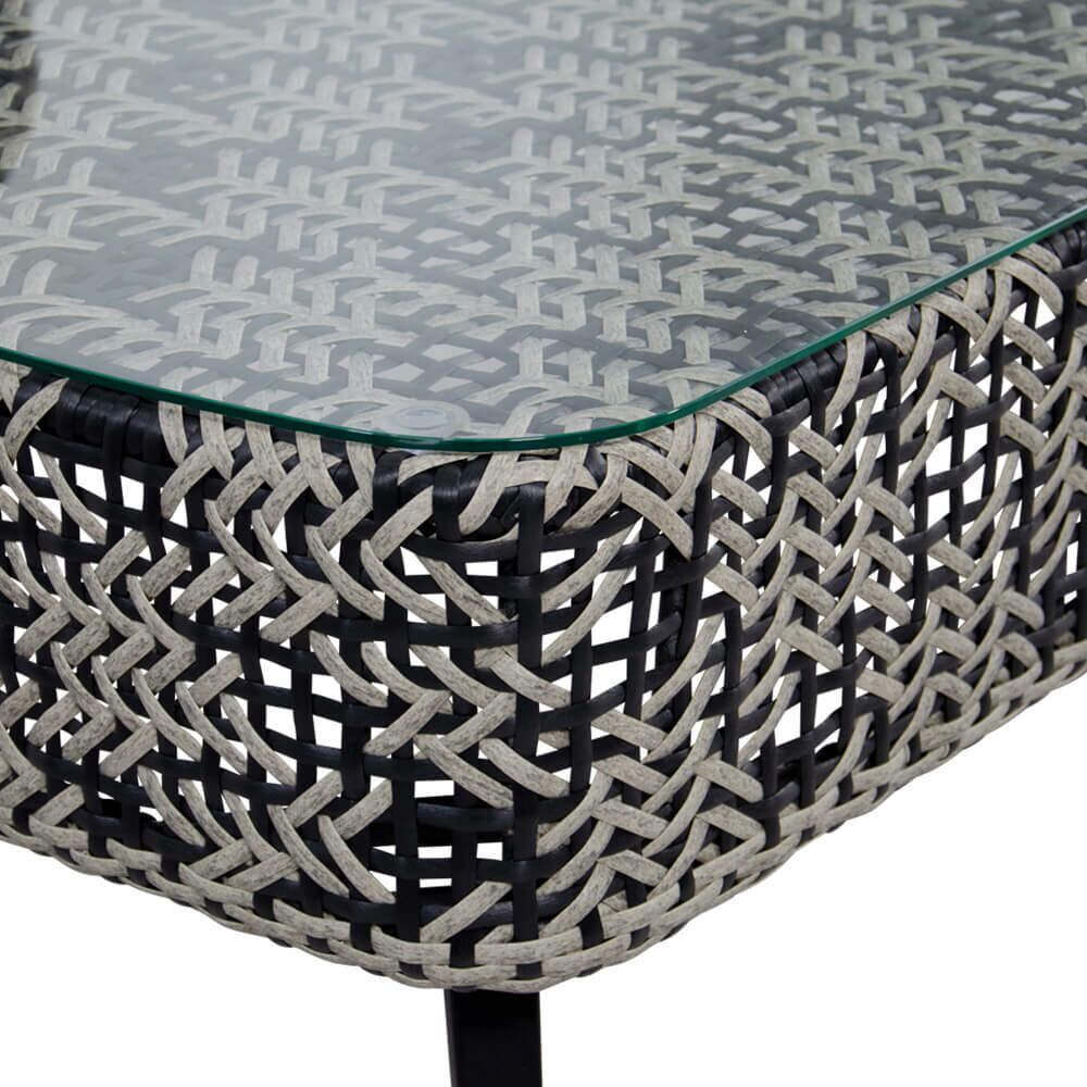  Schwarz-weiße Polyrattan Sitzgruppe Mit Tisch - Möbelset Fantur