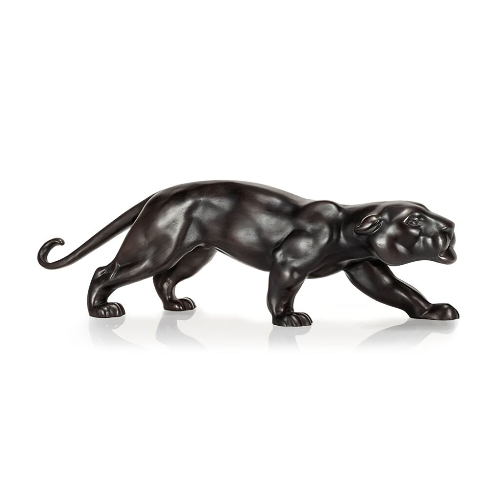  Schwarze Bronze Pantherskulptur - Gartendeko - Panther Mittel