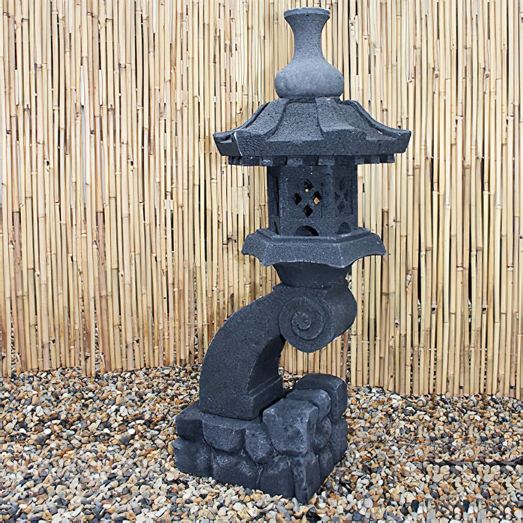  Schwarze Japanische Steinlaterne Aus Lavastein - Osamuna