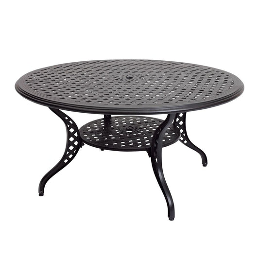  Schwarzer 147cm Alu-Esstisch Im Landhaus-Stil- Rund Und Mit Schirmloch - Kings Small