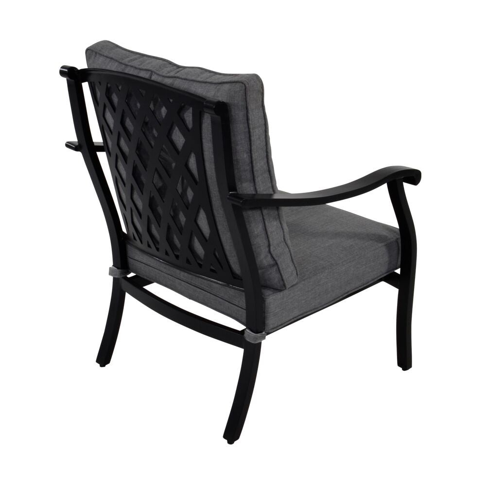  Schwarzer Alu Loungestuhl Mit Olefin-Polster Im Landhaus-Stil - Kings Chair