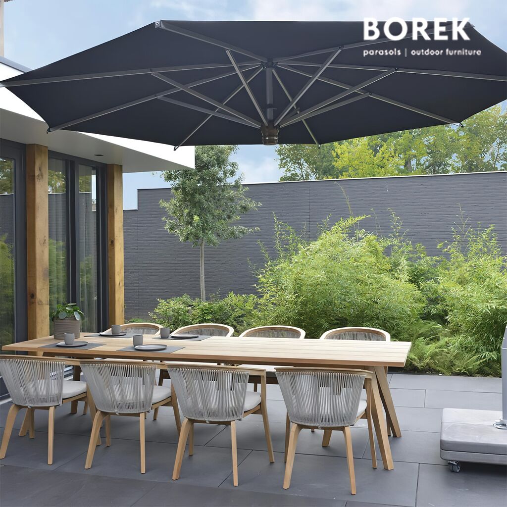  Schwarzer Borek Sonnenschirm Aus Aluminium Mit Kurbelsystem - Capri Sonnenschirm Graphite