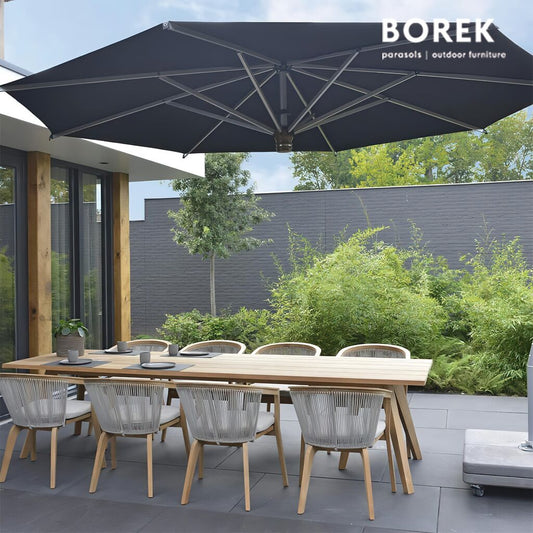  Schwarzer Borek Sonnenschirm Aus Aluminium Mit Kurbelsystem - Capri Sonnenschirm Graphite
