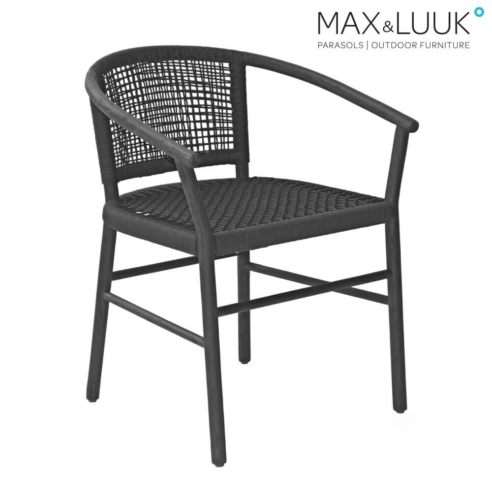  Schwarzer Max & Luuk Stuhl Aus Teak Mit Geflecht Für Den Garten - Kevin Stuhl
