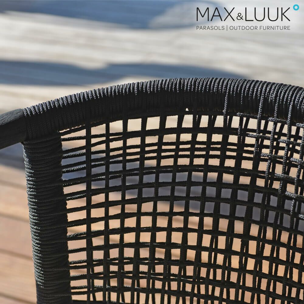 Schwarzer Max & Luuk Stuhl Aus Teak Mit Geflecht Für Den Garten - Kevin Stuhl