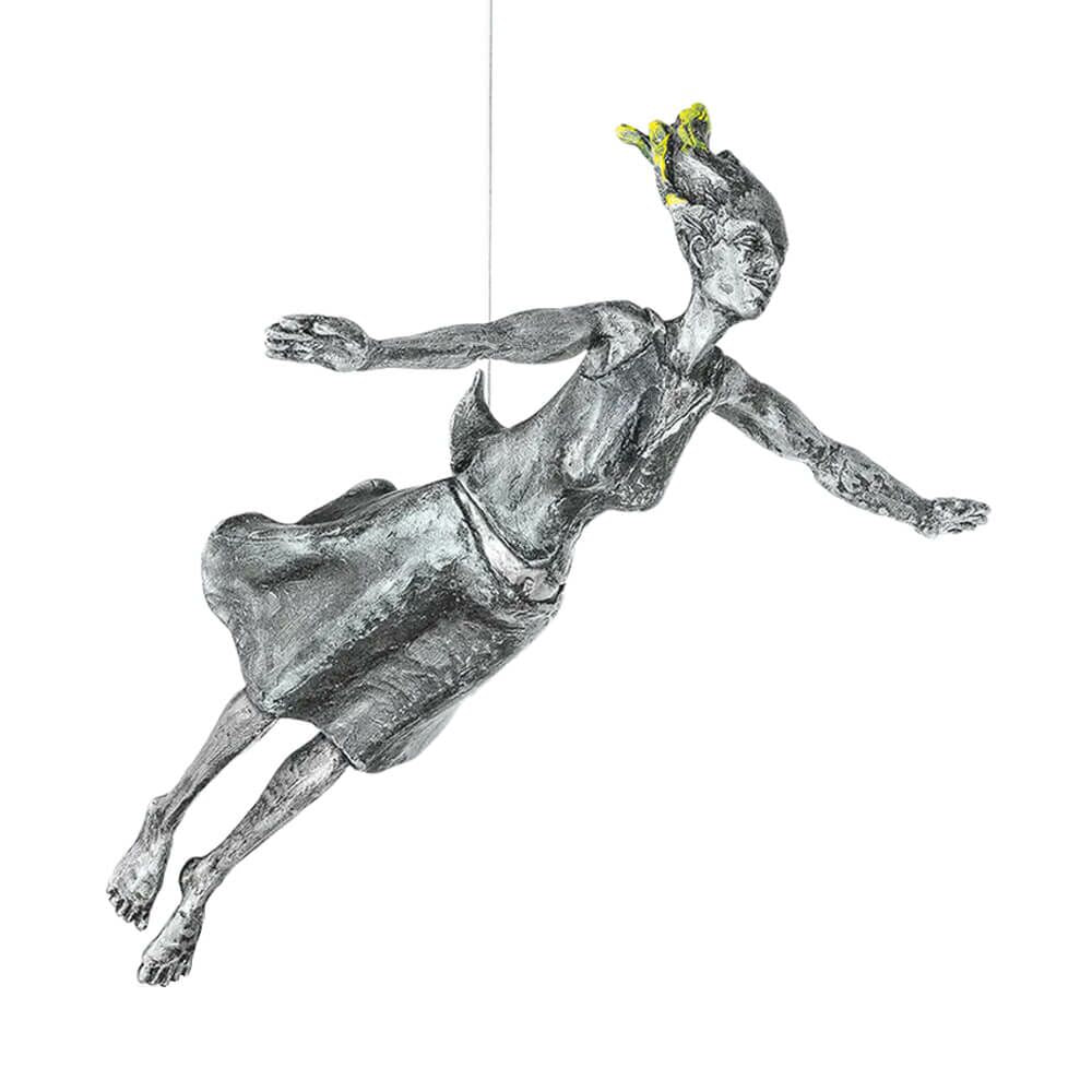  Schwebende Designer Männerskulptur Aluminium - Freefall (Her)