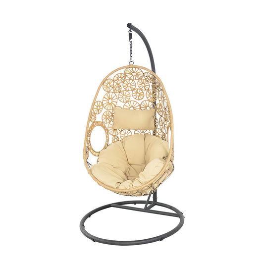  Schwingsessel Mit Polster In Beige - Floral - Schwingsessel Flora
