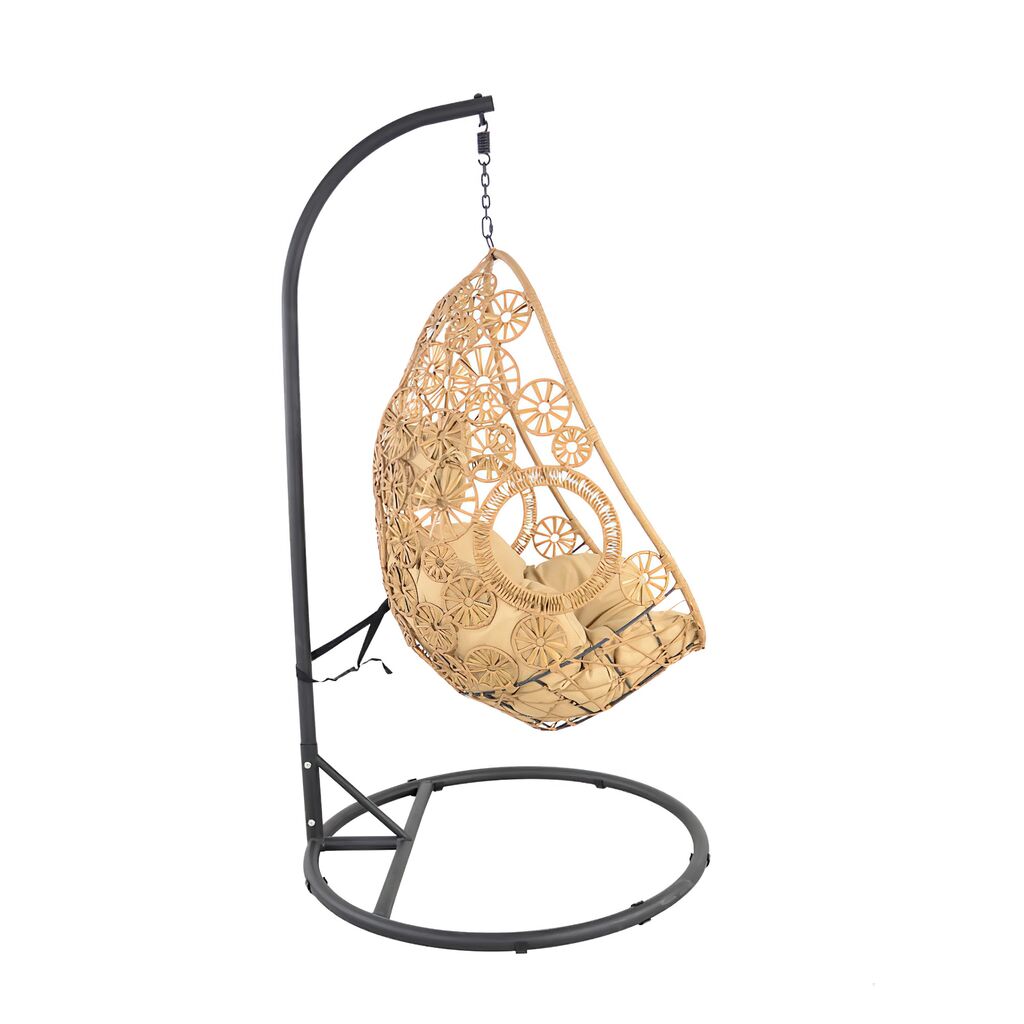  Schwingsessel Mit Polster In Beige - Floral - Schwingsessel Flora