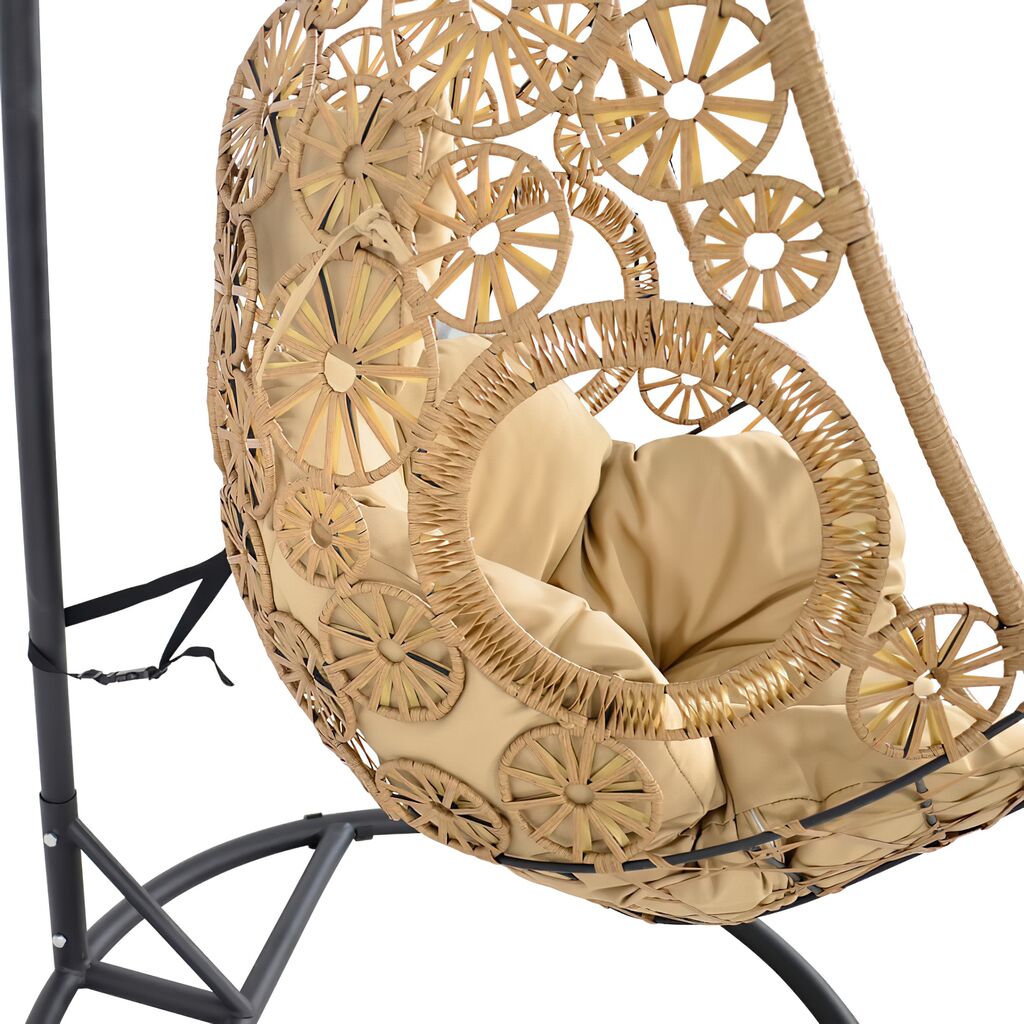  Schwingsessel Mit Polster In Beige - Floral - Schwingsessel Flora