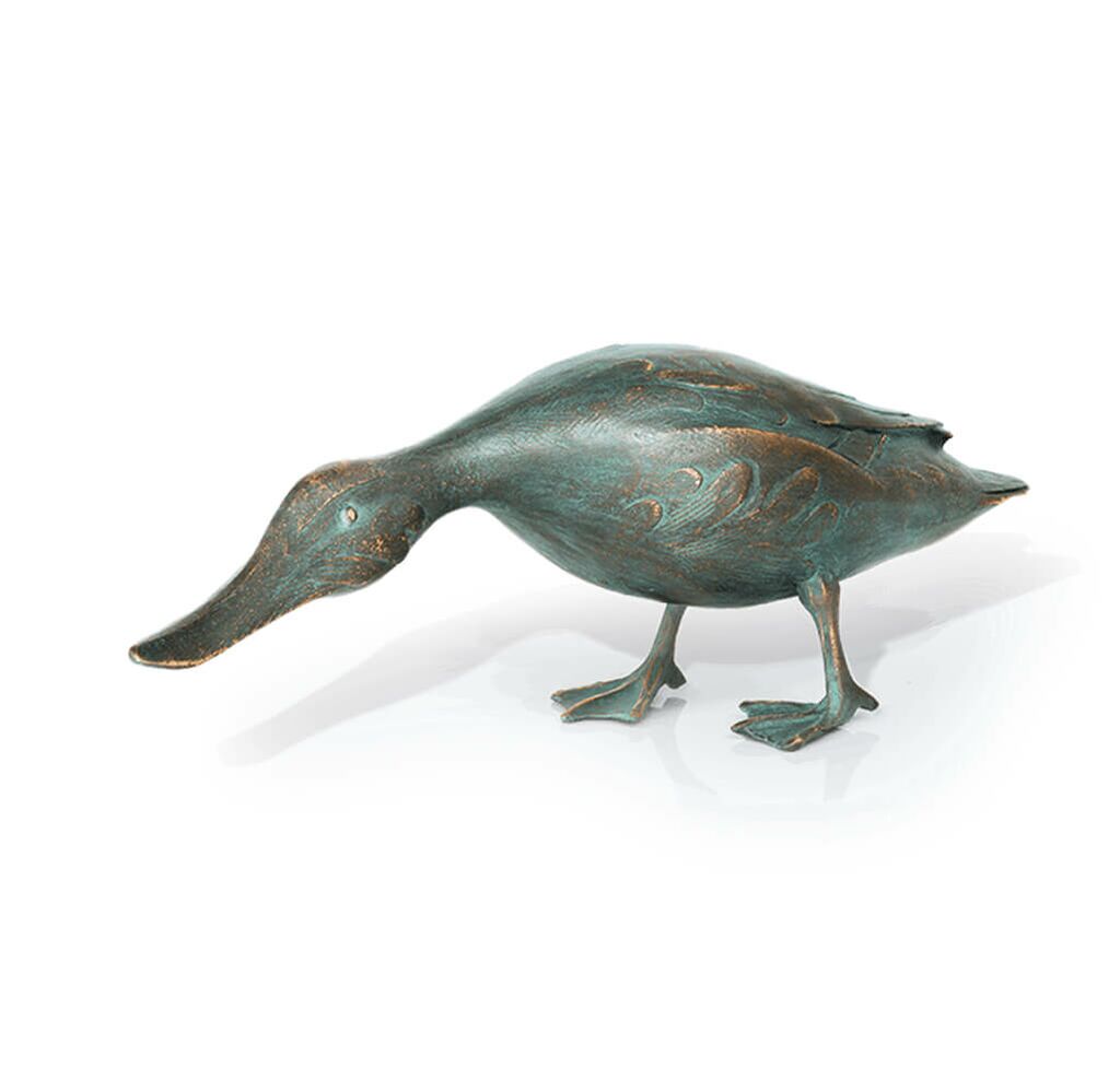  Set Aus 2 Bronze Entenfiguren Mit Grüner Patina - Enten Set