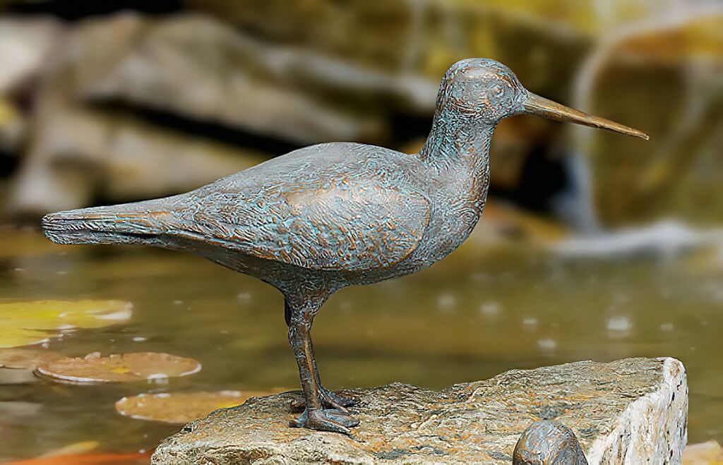  Set Aus 2 Bronze Wasservogel-Statuen - Wasserläufer Set
