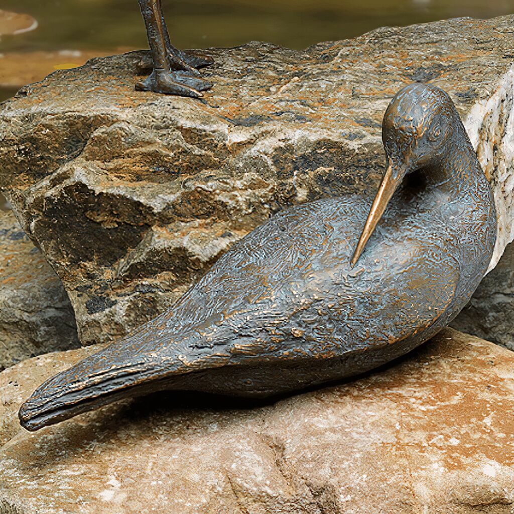  Set Aus 2 Bronze Wasservogel-Statuen - Wasserläufer Set