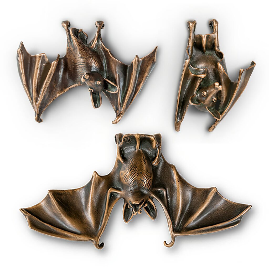  Set Aus 3 Bronze Fledermäusen Zur Wandbefestigung - Fledermäuse Set