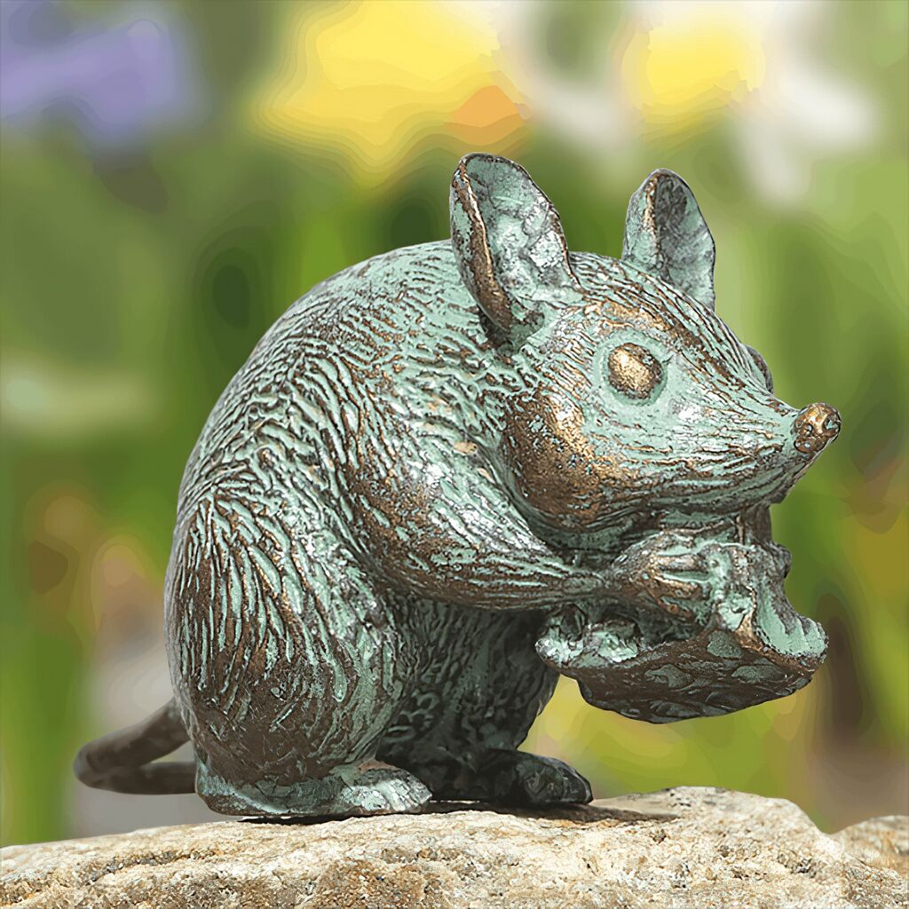  Set Aus 3 Bronze Mausfiguren Als Gartendekoration - Mäuse Set