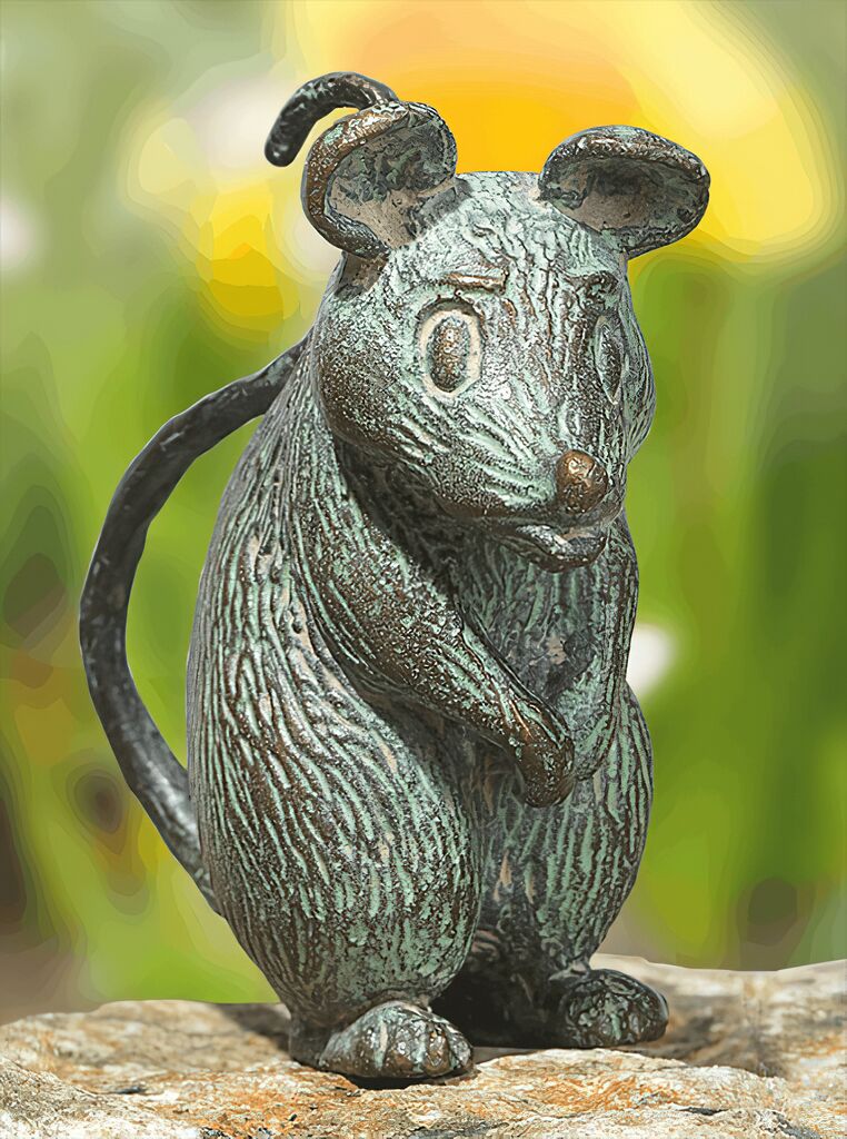  Set Aus 3 Bronze Mausfiguren Als Gartendekoration - Mäuse Set