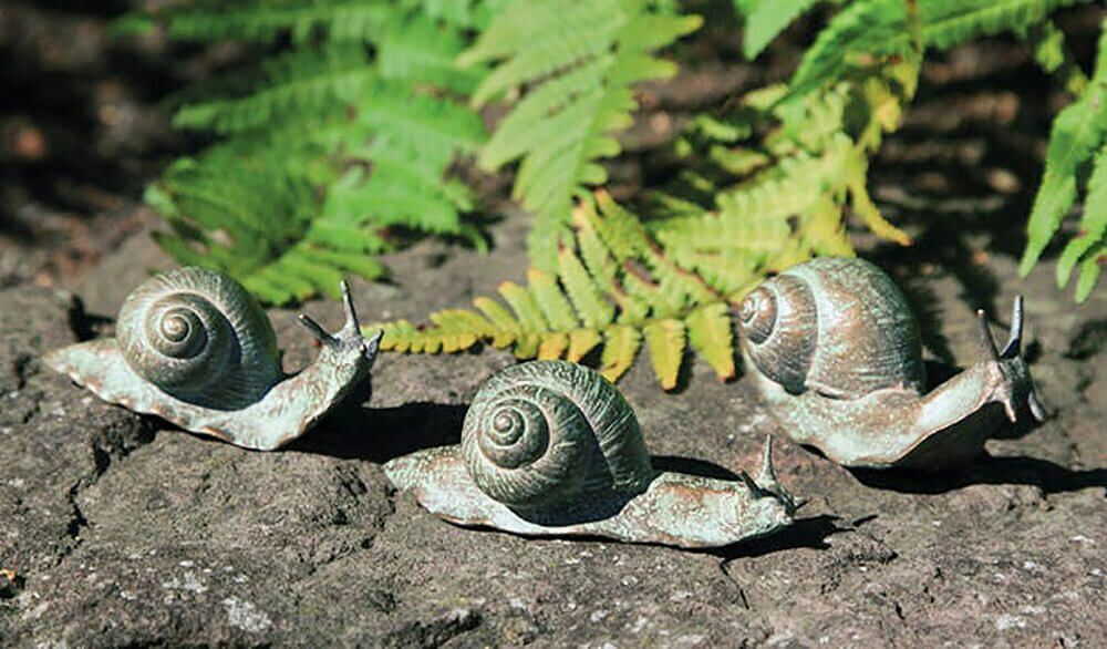  Set Aus 4 Schnecken - Outdoor Bronzeskulpturen - Schnecken Set