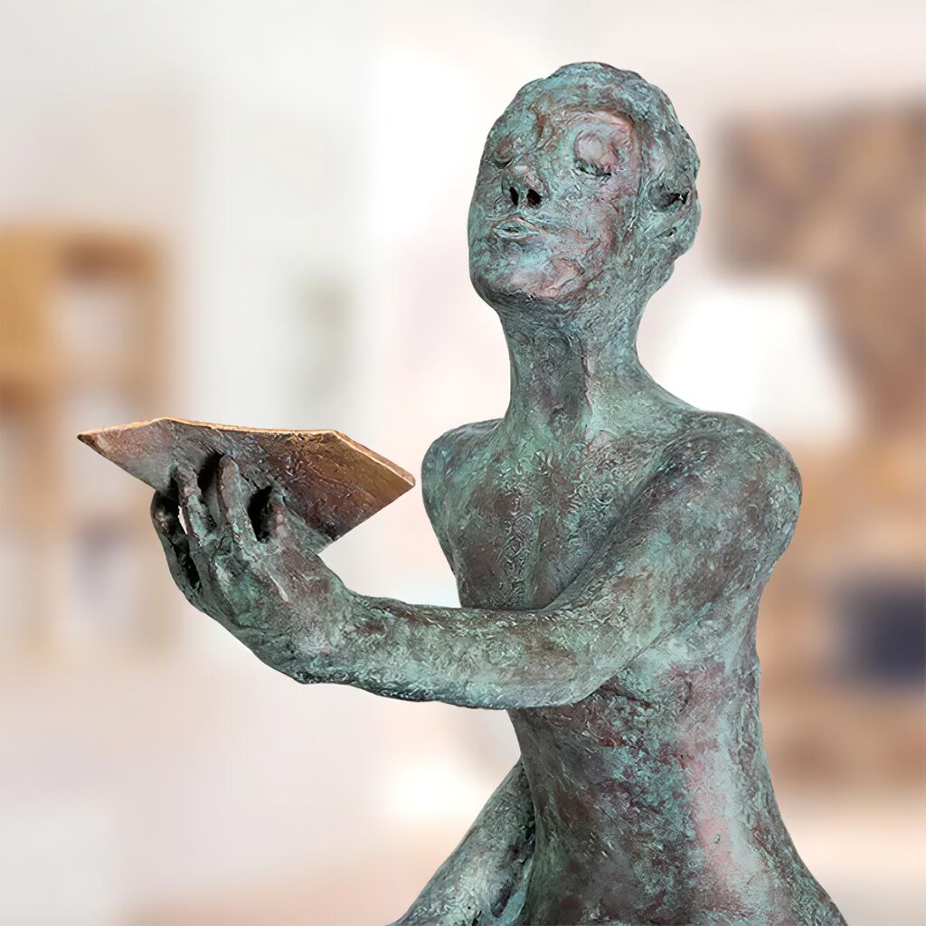  Sitzende Bronze Mannfigur Mit Papierflugzeug - Limitiert - Jasons Sohn