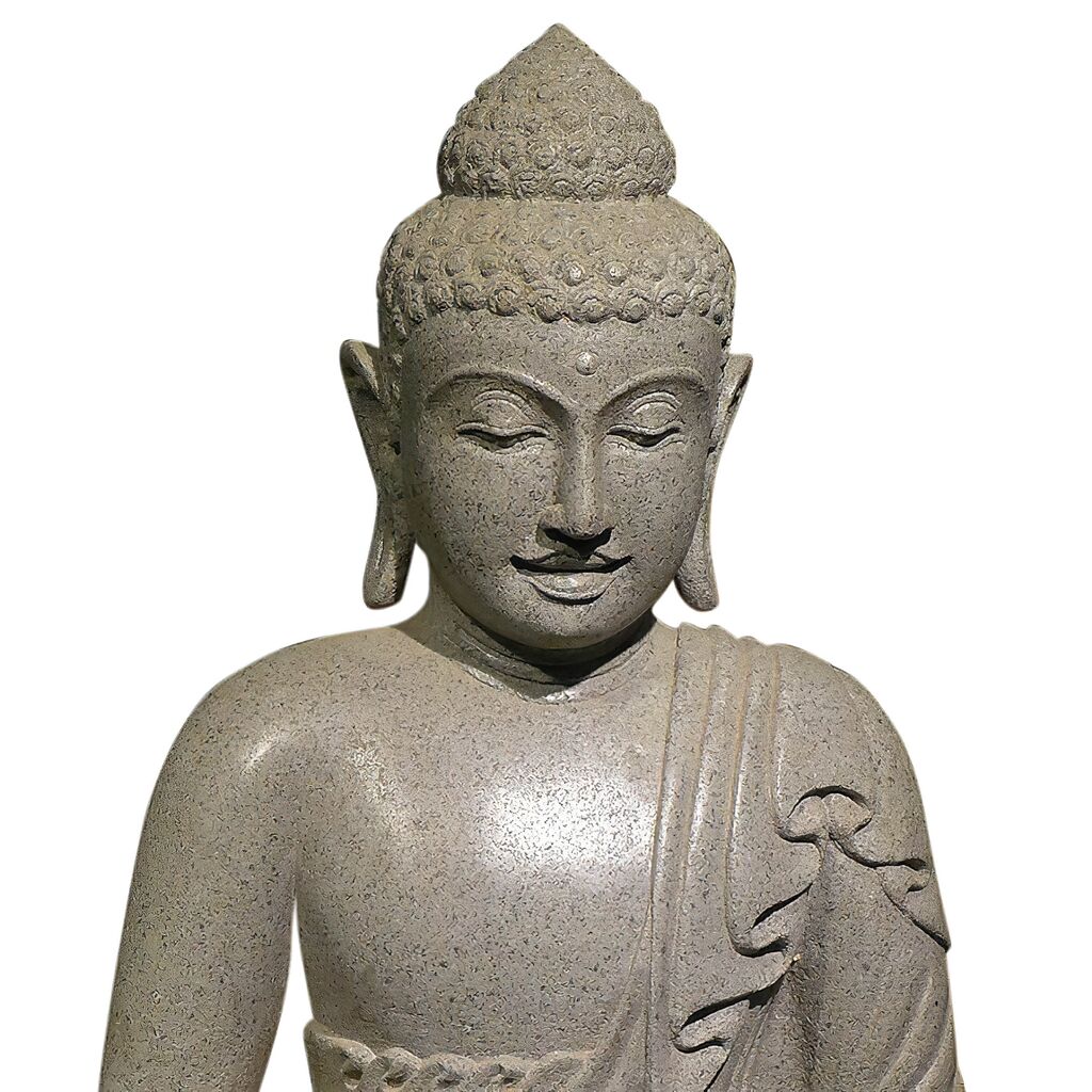  Sitzende Buddha Figur Aus Flussstein In Handarbeit Gefertigt - Erdberührung - Adinda