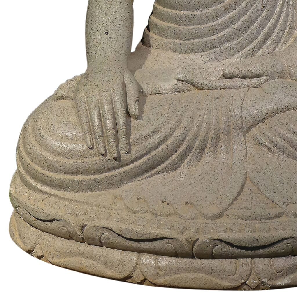 Sitzende Buddha Figur Aus Flussstein In Handarbeit Gefertigt - Erdberührung - Adinda