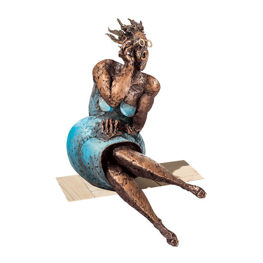  Sitzende Frauenskulptur Aus Bronze - Designerstatue - Unglaublich